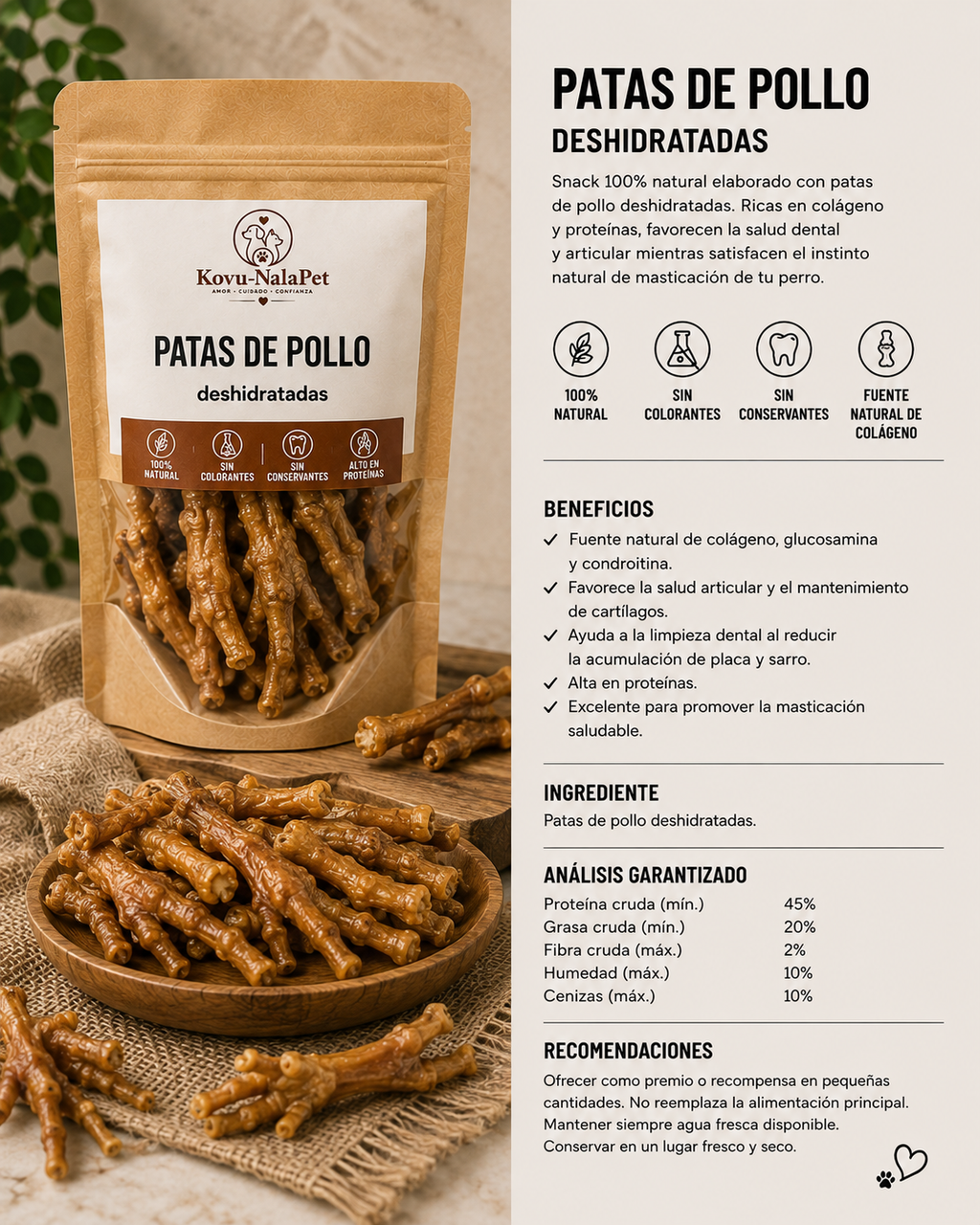 PATAS DE POLLO DESHIDRATADO